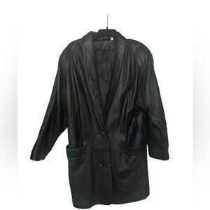 Women's Black Leather Jacket Vintage 80’s